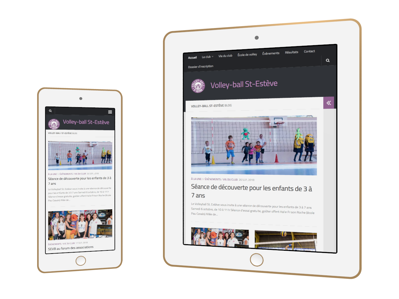 Micraux, nos clients sont nos meilleurs ambassadeurs : vue adaptative sur smartphone et tablette pour Volley-Ball Saint-Estève